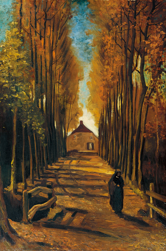  文森特·威廉·梵高  Vincent Willen Van Gogh ——秋天的杨树大道 ( 1884.10)